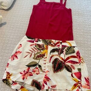 Old Navy mid rise shorts and tank top.